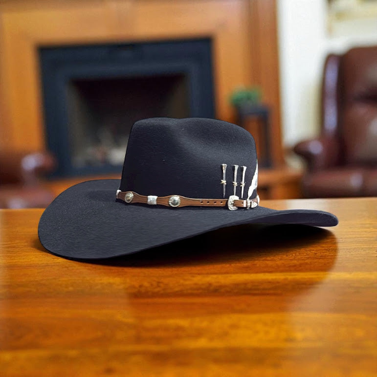 3-Eyelet Casca de Bala Western Hat - Black - Outback Country Co.