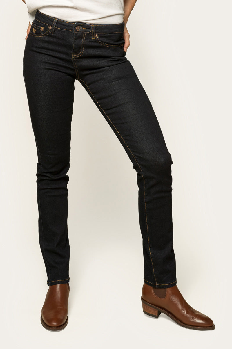 Victoria Womens Mid Rise Straight Leg Jeans