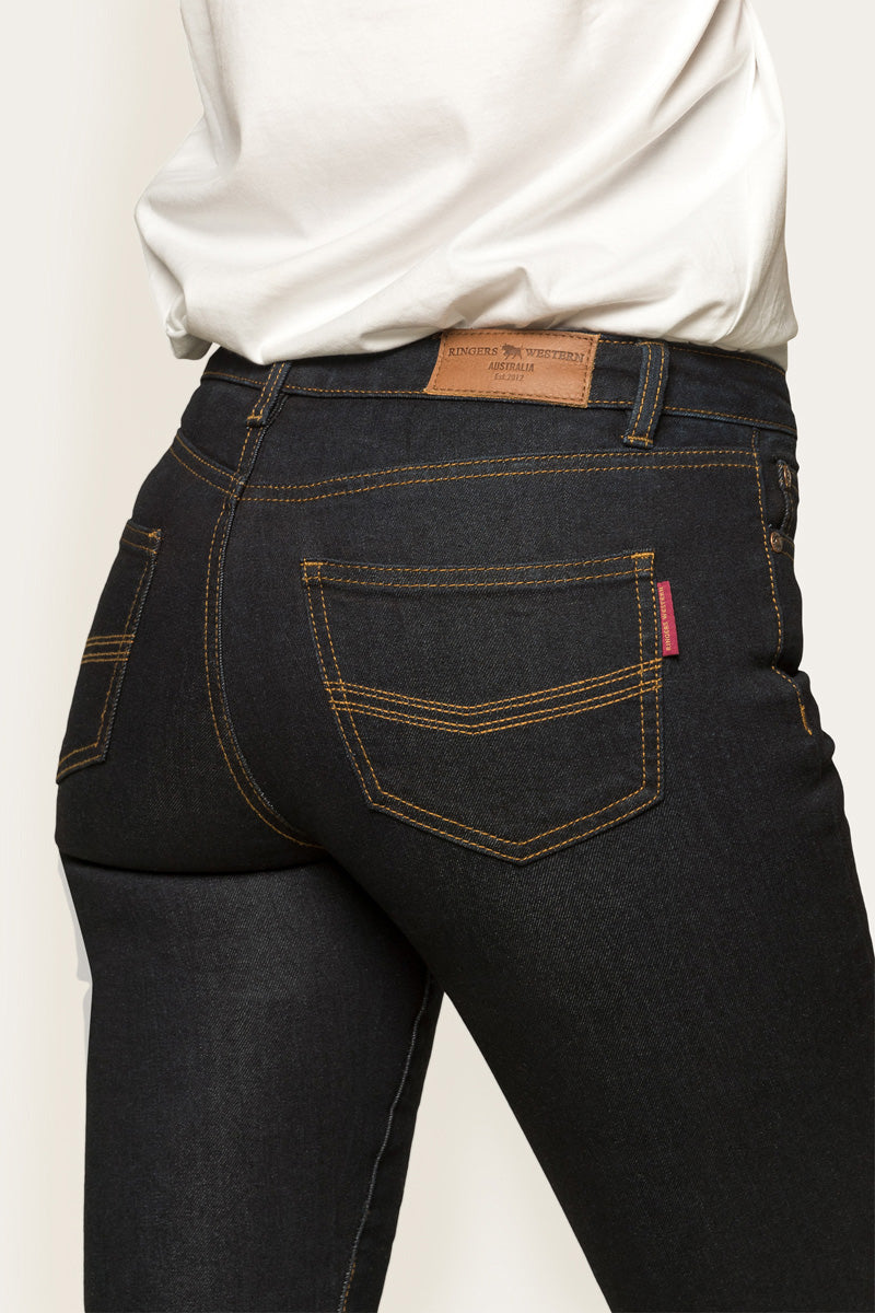 Victoria Womens Mid Rise Straight Leg Jeans