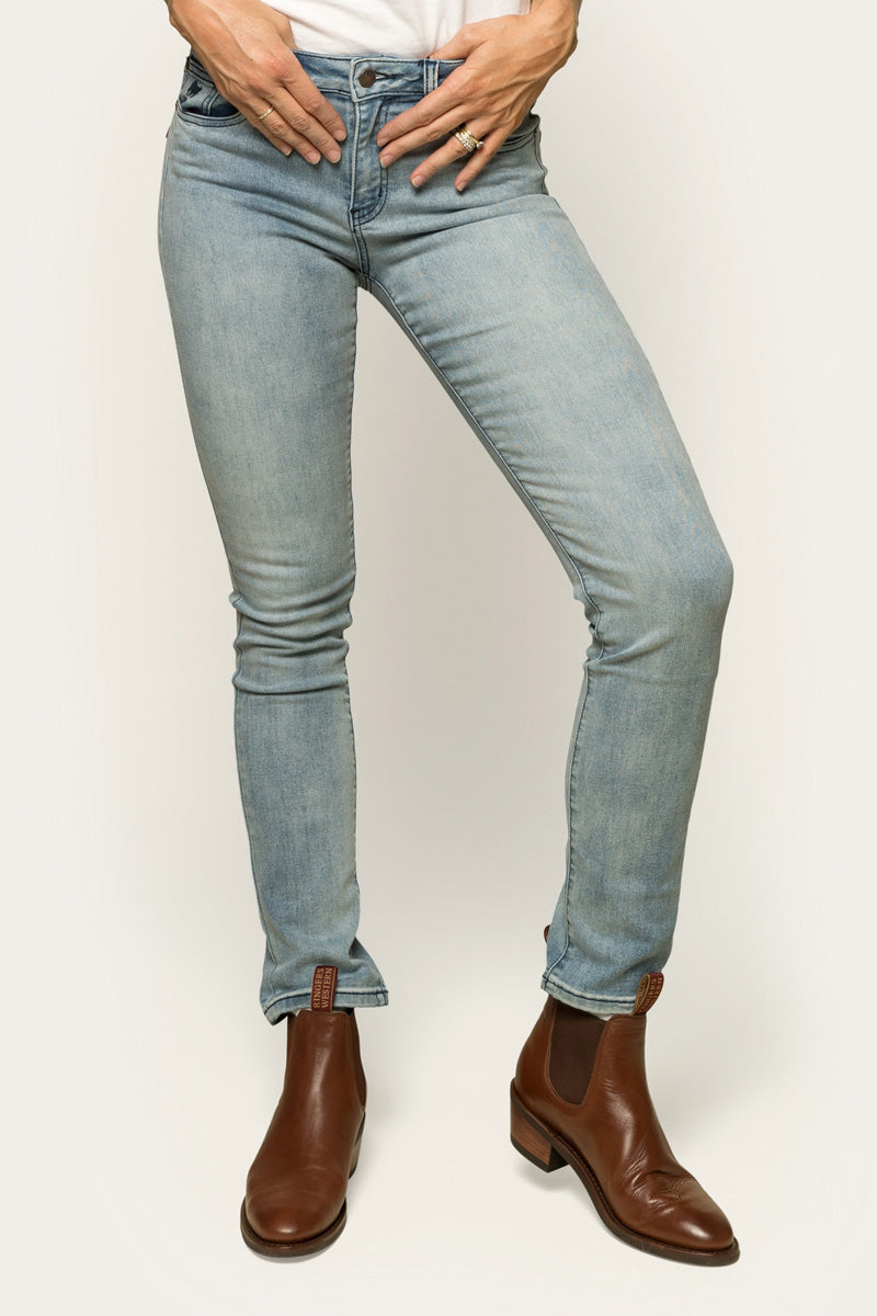 Victoria Womens Mid Rise Straight Leg Jeans
