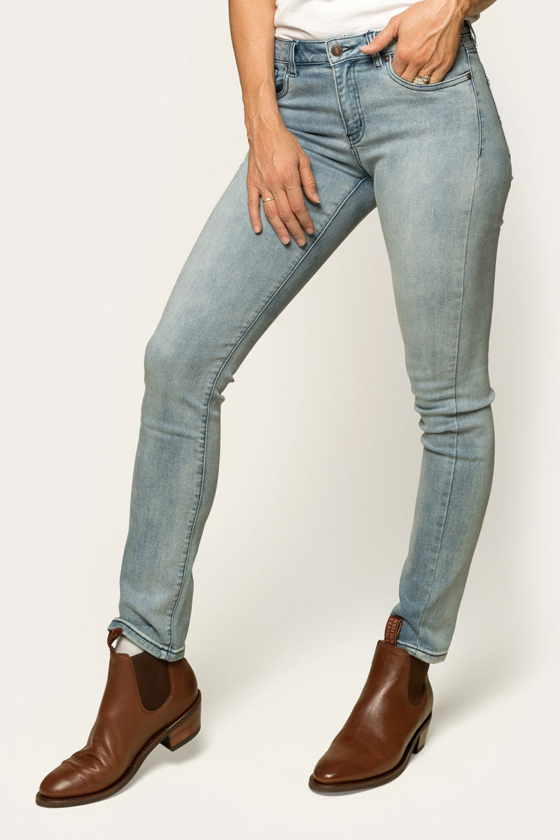 Victoria Womens Mid Rise Straight Leg Jeans