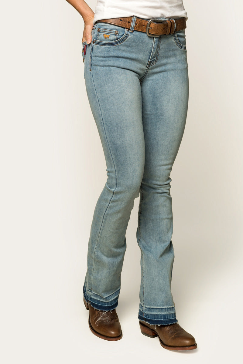 Billie Womens Mid Rise Bootleg Jean