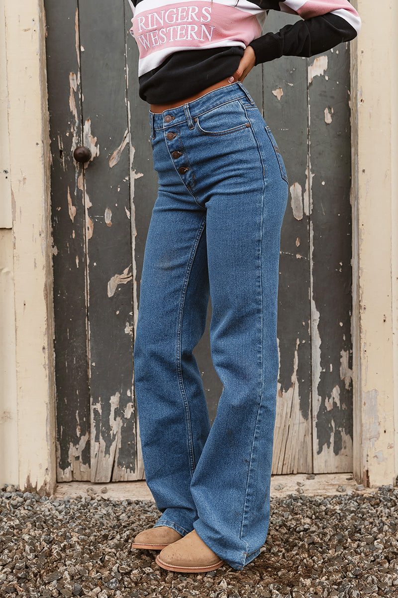 Betsy Womens High Rise Bootleg Jean