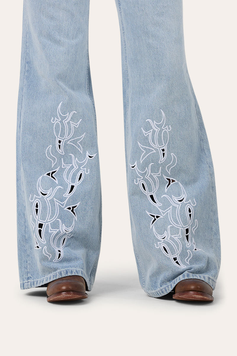 April Womens High Rise Wide Leg Jean
