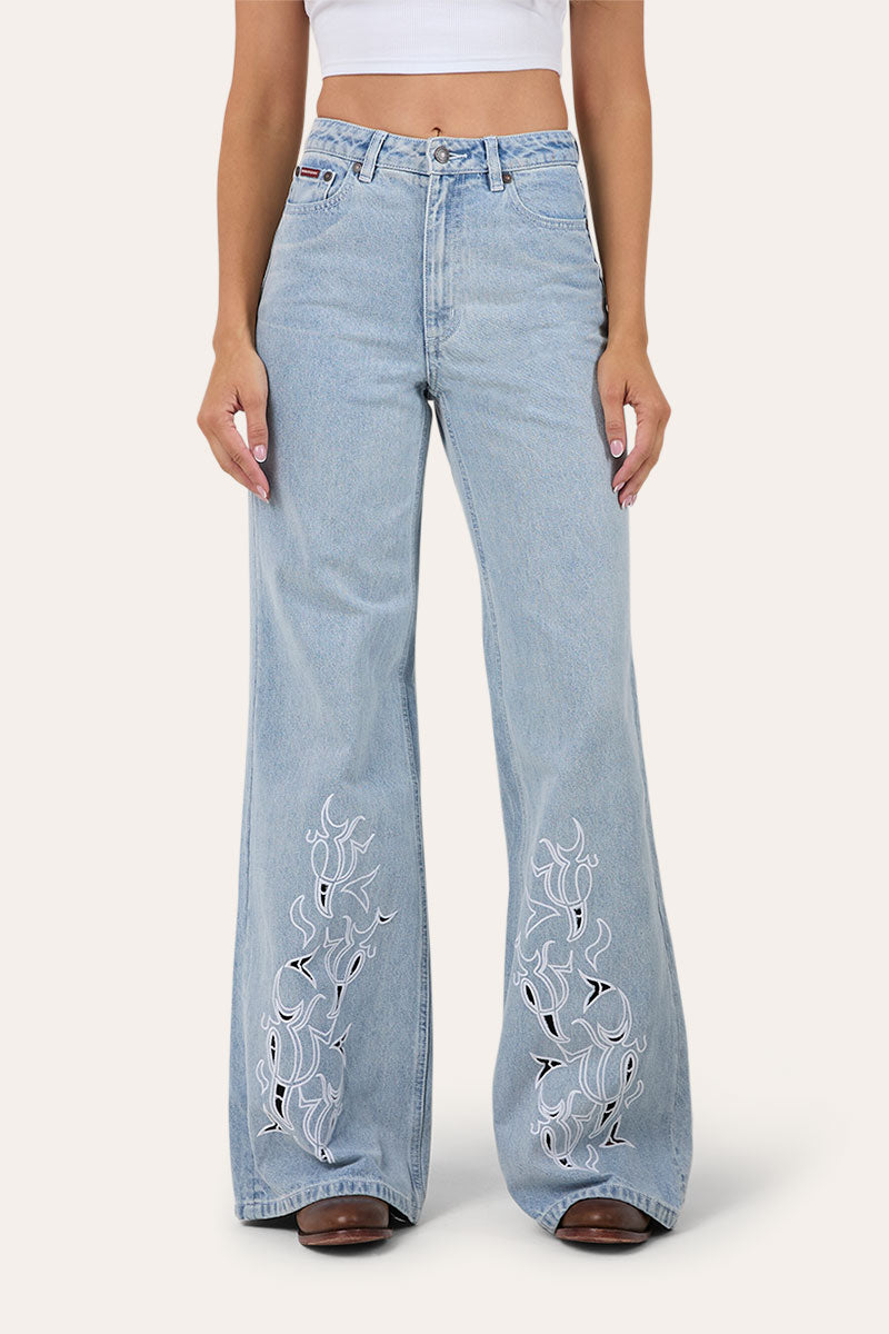 April Womens High Rise Wide Leg Jean