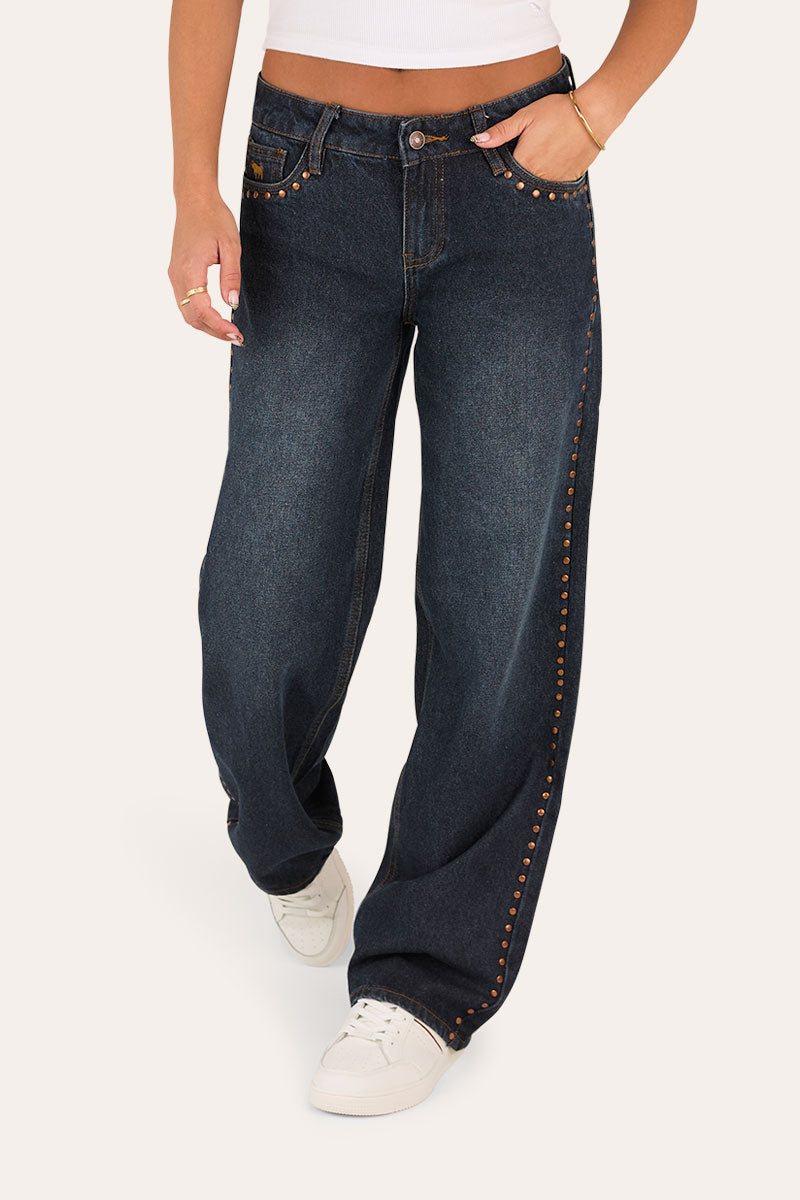 Cammy Midnight Stud Low Rise Wide Leg Jean