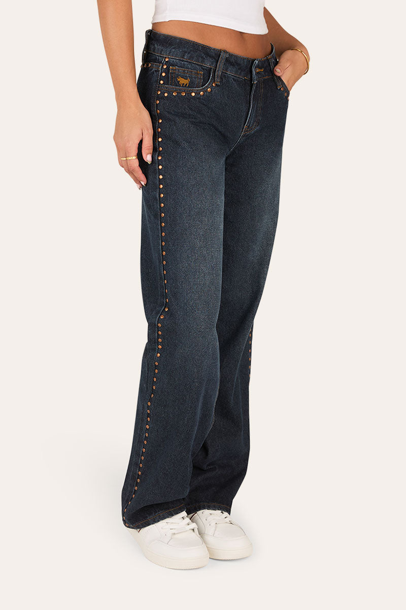 Cammy Midnight Stud Low Rise Wide Leg Jean