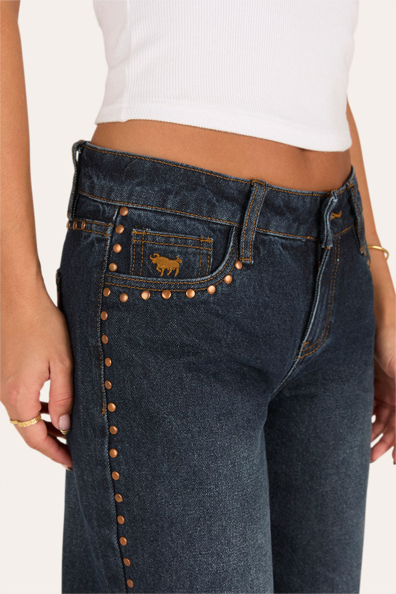 Cammy Midnight Stud Low Rise Wide Leg Jean