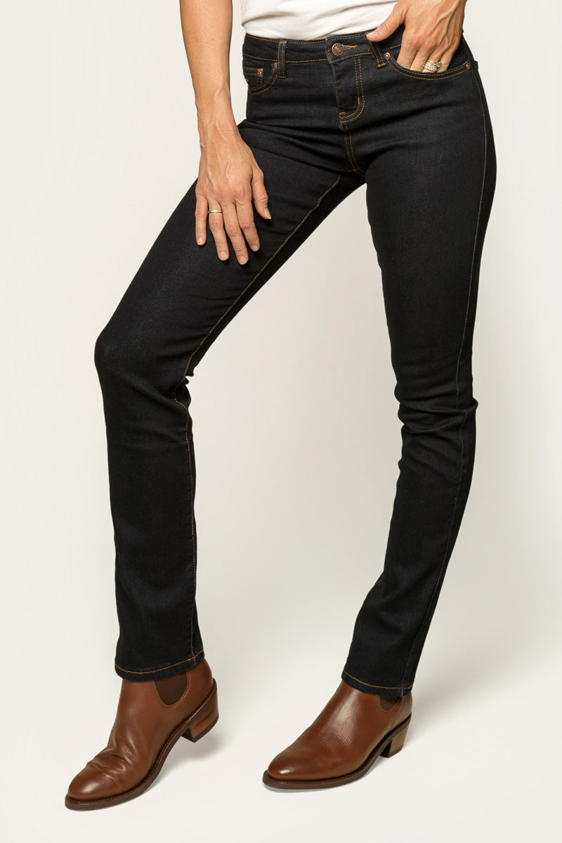 Victoria Womens Mid Rise Straight Leg Jeans