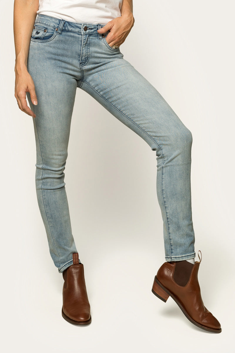 Victoria Womens Mid Rise Straight Leg Jeans