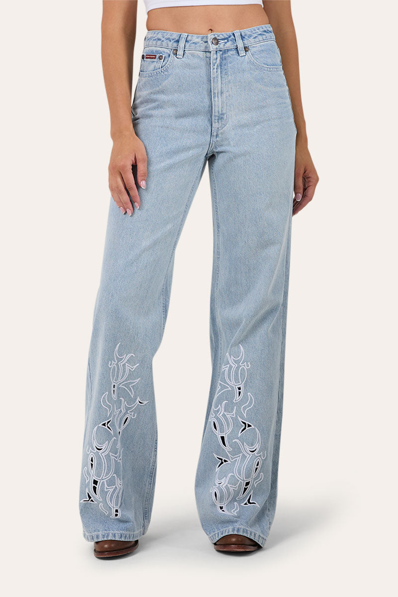 April Womens High Rise Wide Leg Jean