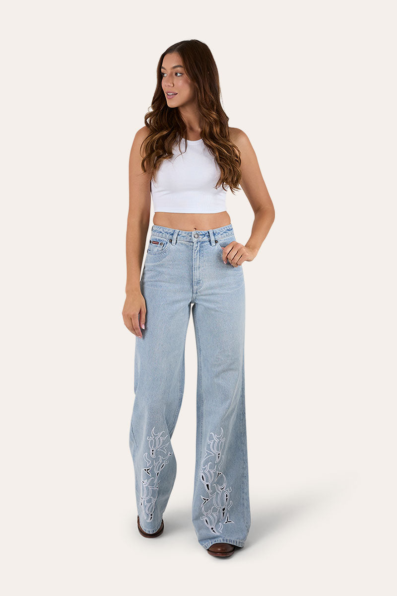 April Womens High Rise Wide Leg Jean